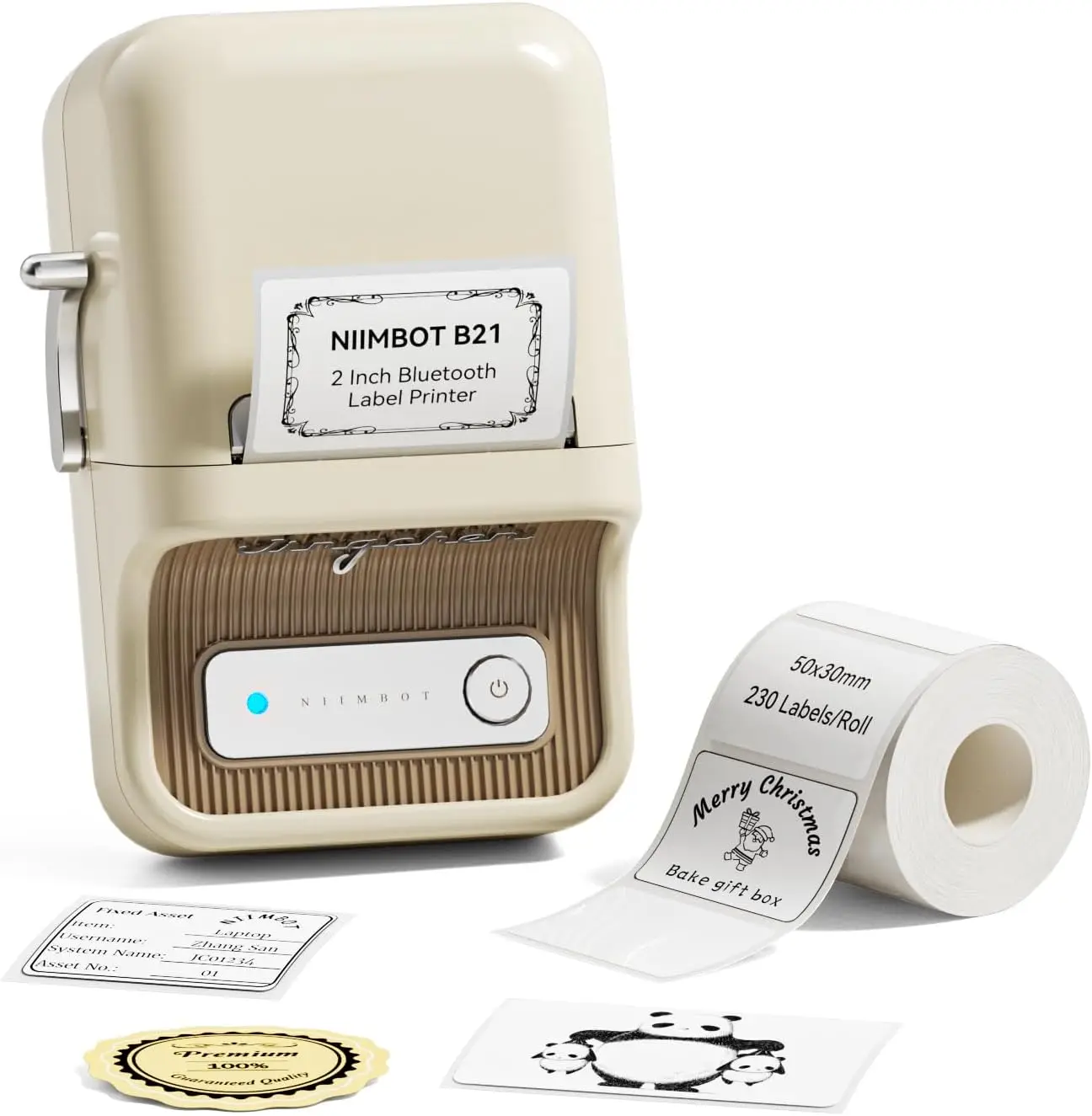 

2 Inch Portable Label Maker Machine, Bluetooth Thermal Sticker Printer for Home Office Organization, Supports Mobile & PC, White