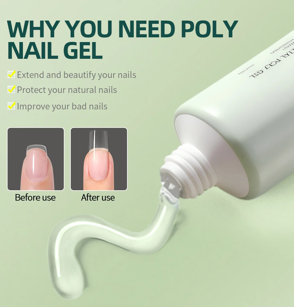 Nailpop Klares Polygel Nagelverlängerungsgel Anti-Sagging Schnellformendes Acrygel Nicht Vergilbend für UV LED Nagelkunst Salon – Detail 6