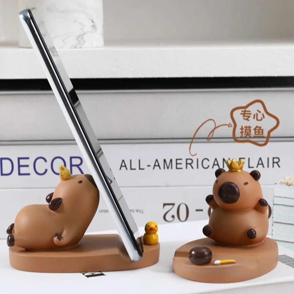 Figure Model Capybara Phone Holder Support Animal Capybara Mobile Phone Stand Cartoon Desk Decor Capybara Cell Phone Bracket