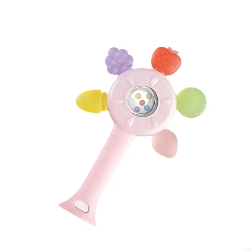 Juguete ergonómico masticación para bebés con estimulación auditiva y sensorial para práctica agarre temprano y L8RB
