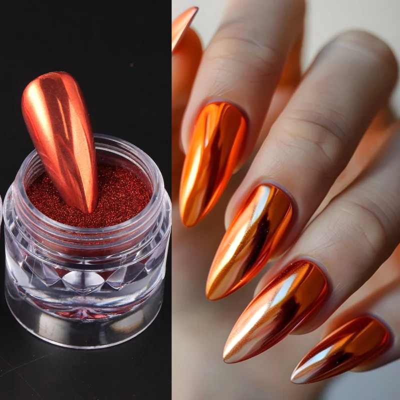 Chrom Rot Rosa Nagel Glitter Pulver Magischer Spiegel Metallic Reiben Pigment Flocken Staub Neujahr Valentinstag Nail art Dekor
