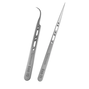 ميكانيكي GAN-11/15 ملاقط عالية الدقة لإصلاح الهاتف المحمول مستقيم/منحني مضاد للمغناطيسية ملاقط سلكية طائرة