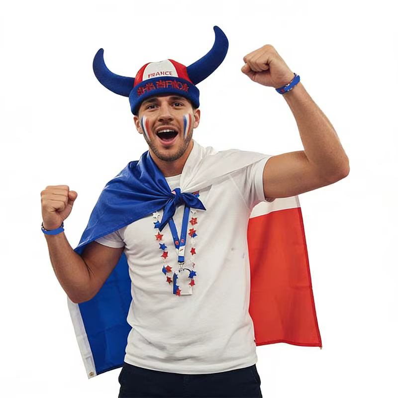 Chapeau lumineux football France Allemagne cornes de vache