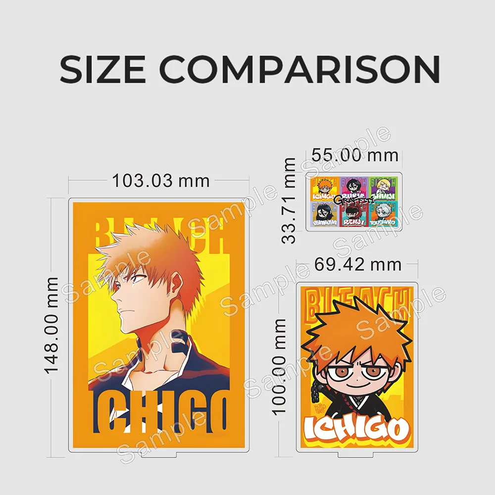 Bleach Thousand Year Blood War Series 2026 Newest Acrylic Stand Ichigo Rukia Q Version Poster Style Figure Nice Gift Keychain