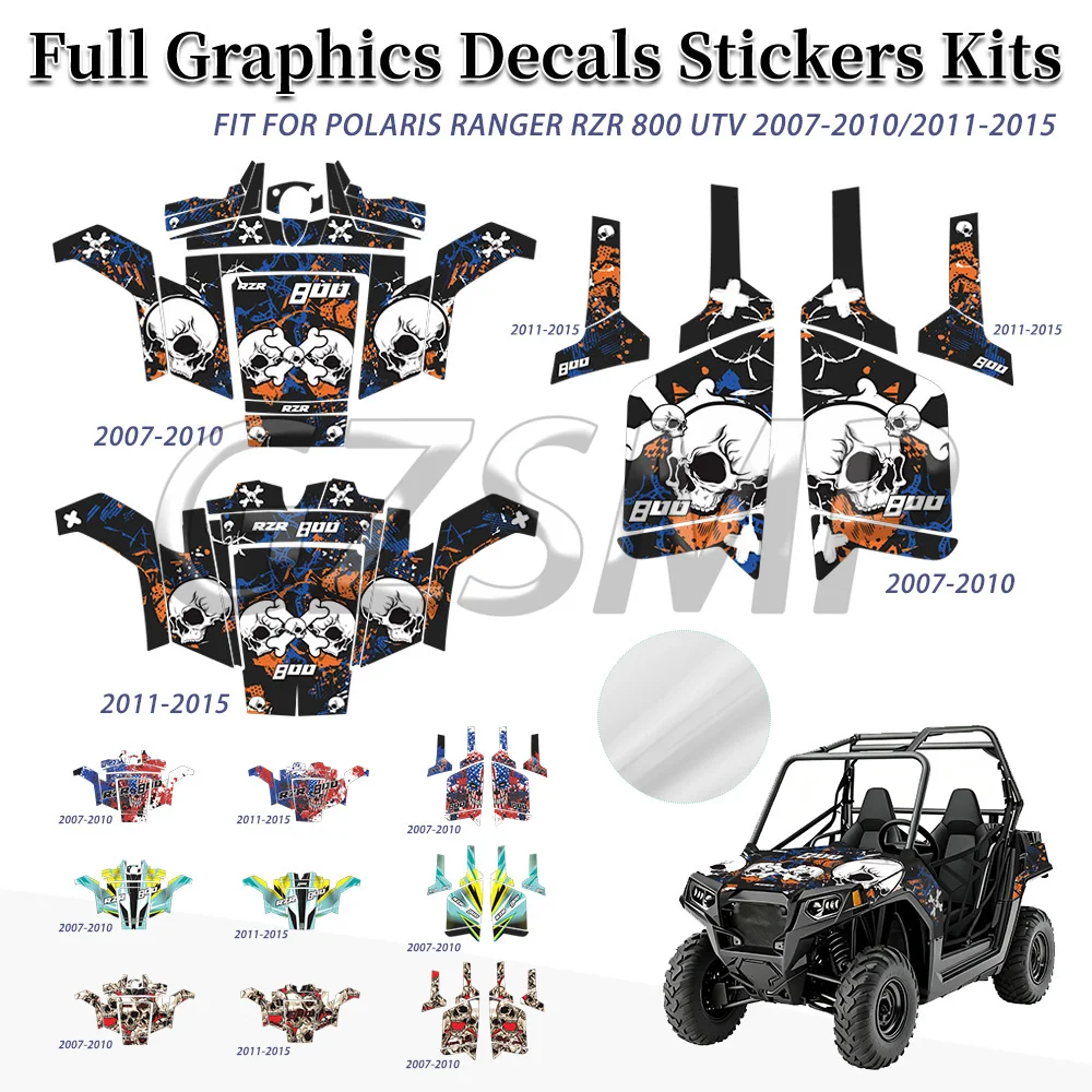 Fit For POLARIS RANGER RZR 800 UTV 2007-2010/2011-2015 Full Graphic Background Decals Sticker Kit UTV Background Sticker