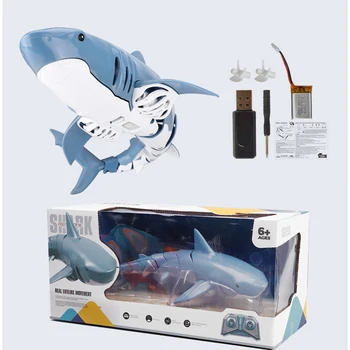 Shark Rc swimming pool toys 2.4g simulation remote control water shark waterproof remote control with light toy