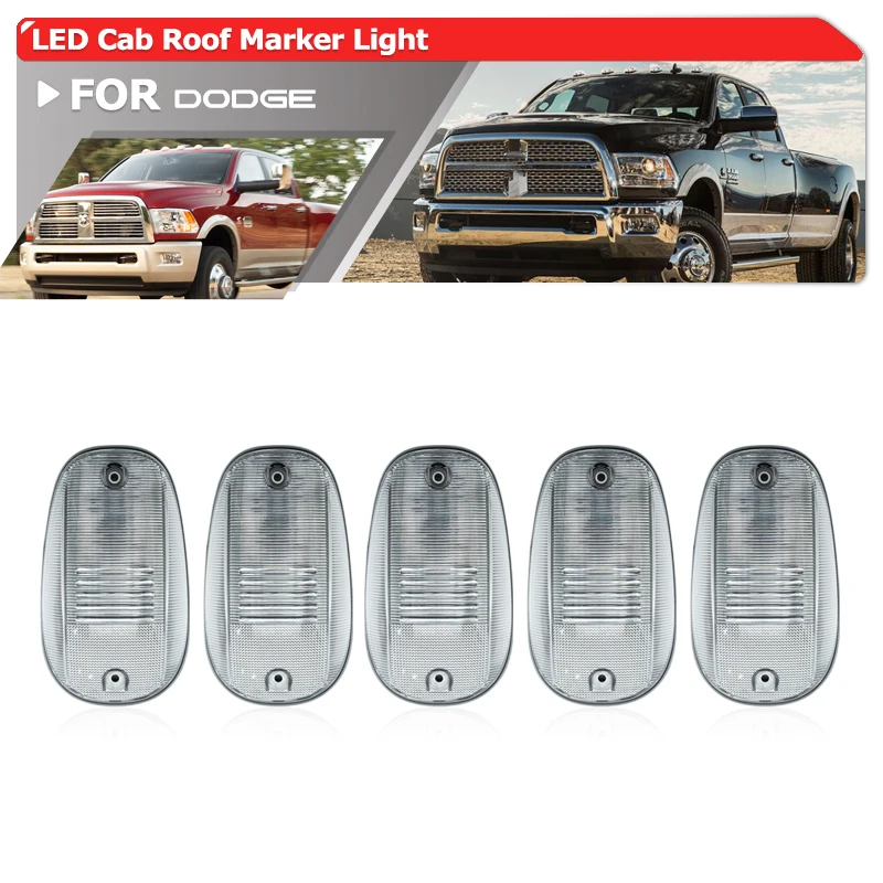 Cubierta de luz de marcador de techo de cabina OEM, 5 uds., con bombillas LED blancas para Dodge Ram 1500 2500 3500 2003-2018 Ram 4500 5500 2011-2018