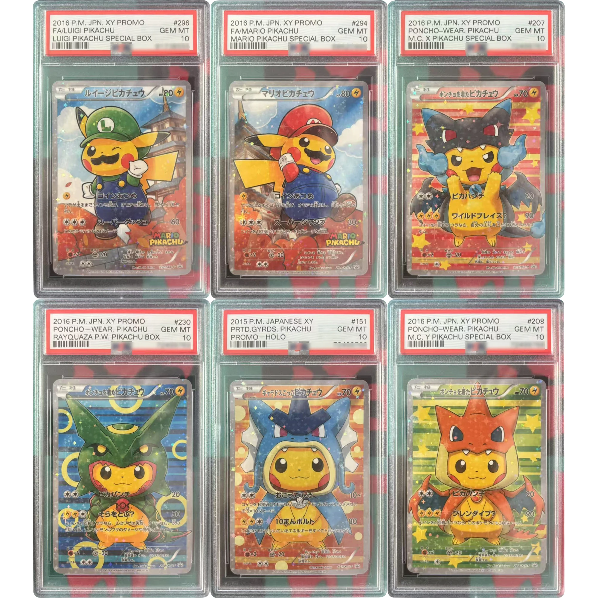 Diy PTCG Pika Cross-Dressing Series Rating Collection Card Self Made Mew Copy Version Rating Card Classic Game Anime Cards