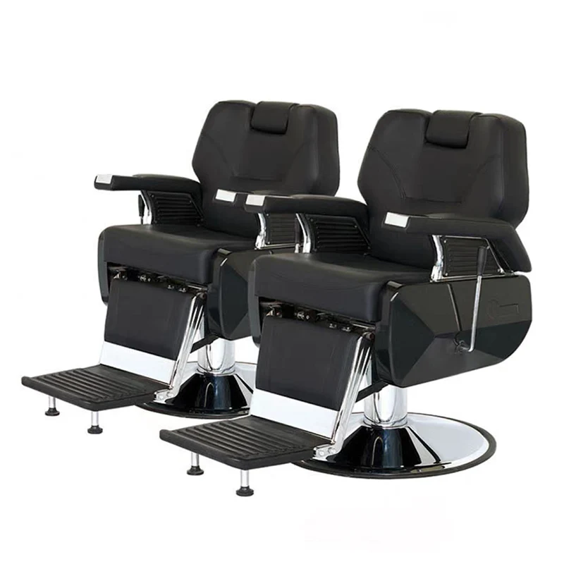 

Sillas Peluqueria Cadeira De Barbeiro Profissional Hydraulic Pump All Black Synthetic Leather Salon Barber Shop Chair for Men