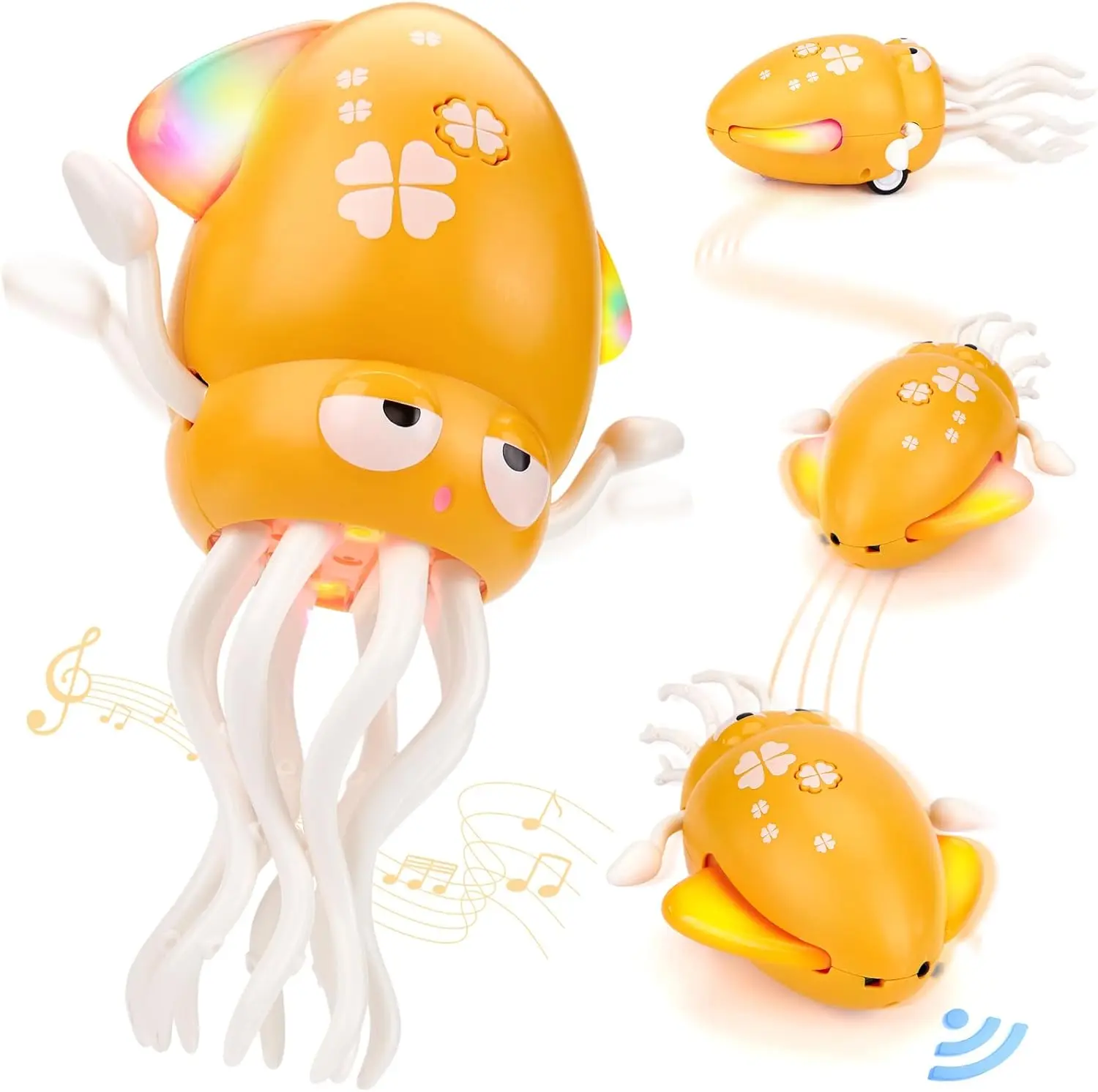 Calamari danzanti Induzione Calamari piatti sdraiati con luce e musica Giocattoli di sviluppo interattivi Giocattoli elettronici per animali domestici per bambini Regali per il tempo della pancia