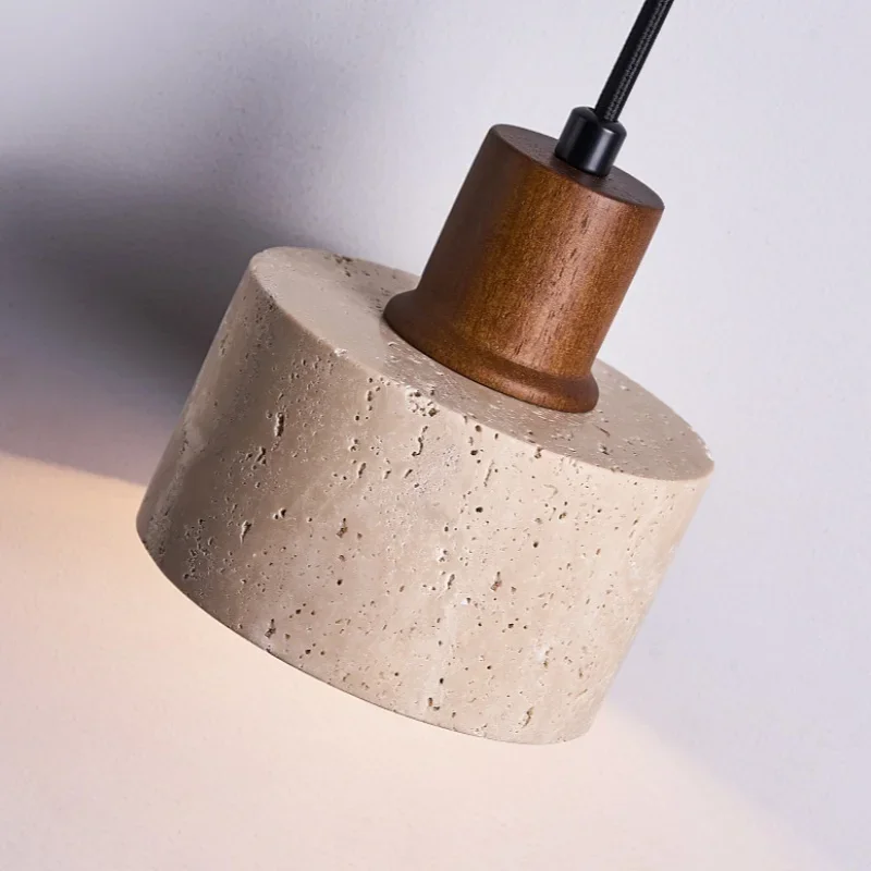 2026 Yellow Travertine Pendant Lights Dining Living Room Wood Wire Adjustable Indoor Home Decor Hang Lamp LED Lamparas Colgantes