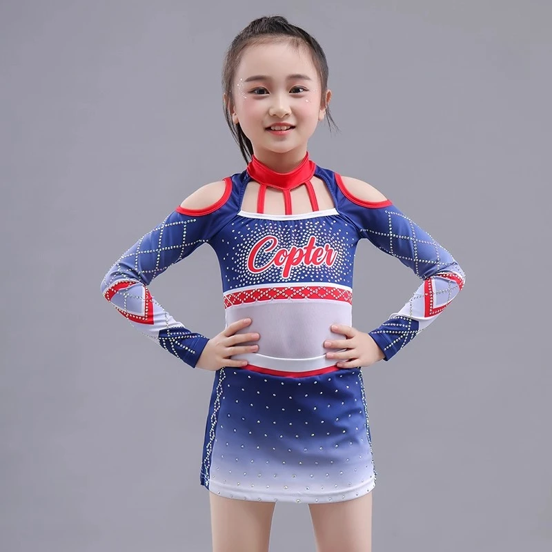 

New Cheerleading Competition Uniforms Custom Logo Children's Performance Team Uniforms, Suits and Skirts