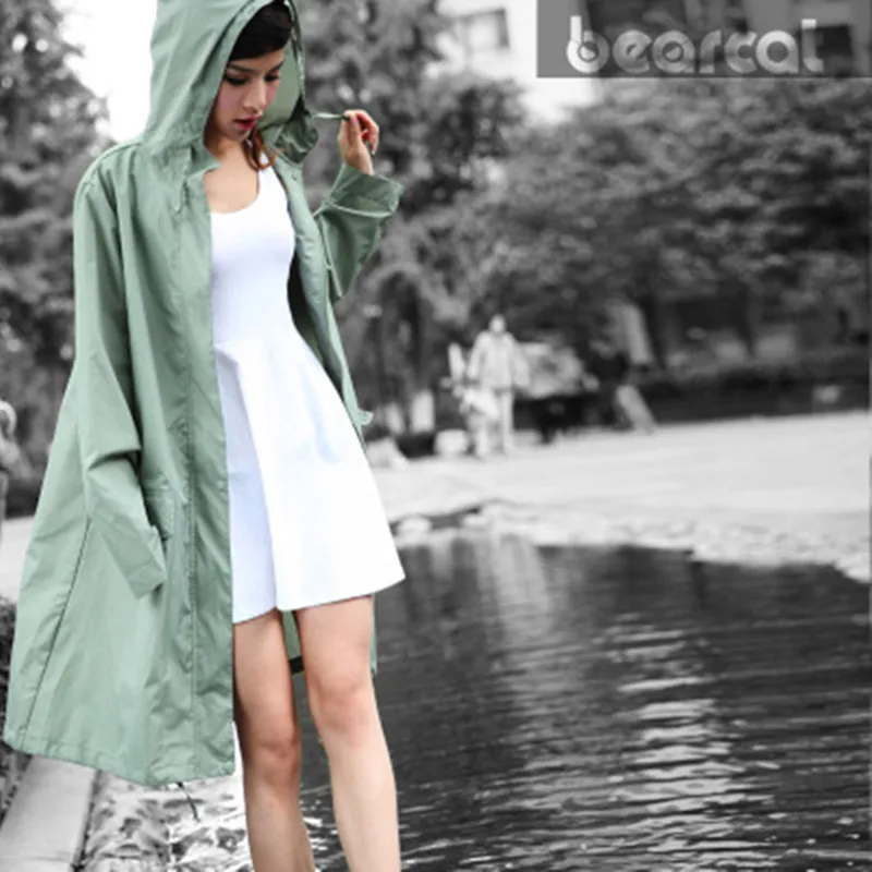 Cross-border fashion raincoat Korea Japanese women outdoor long trench coat travel light breathable quick drying foreign trade