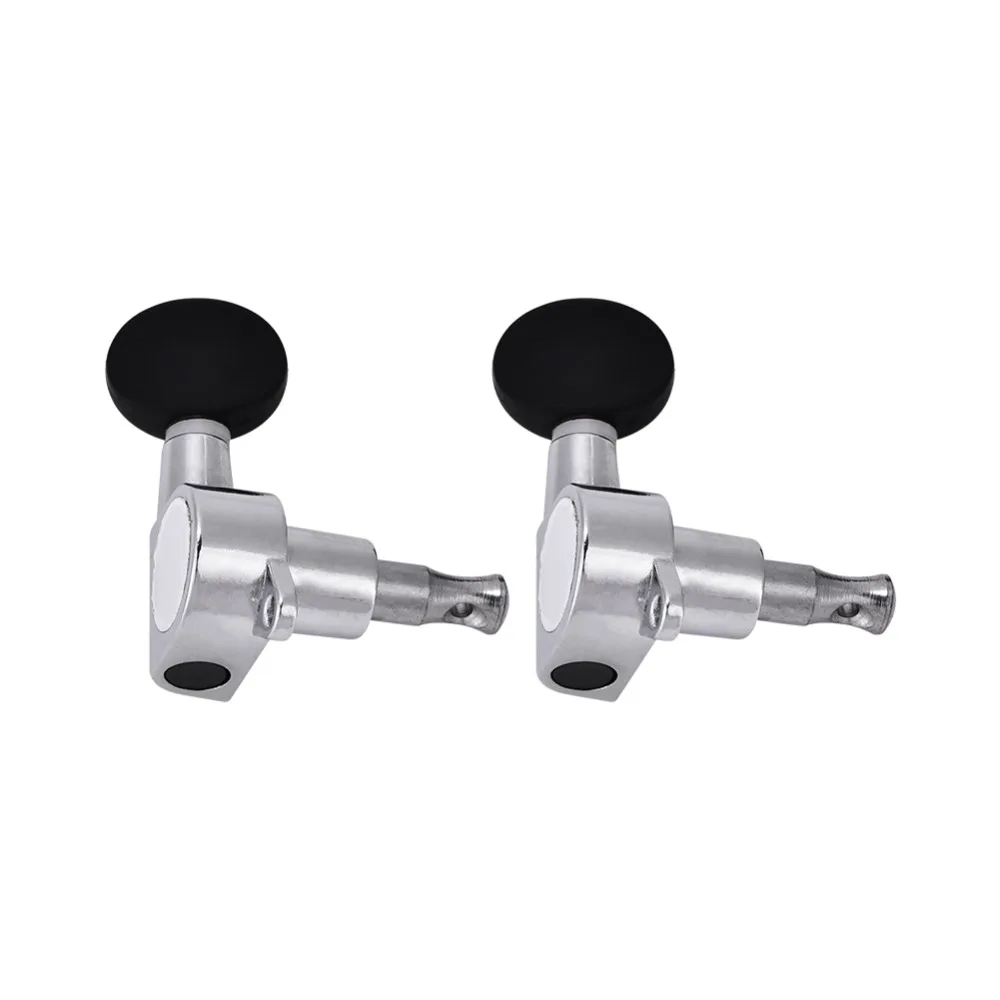 2L2R Configuration Ukulele Tuning Pegs Zinc Alloy + Plastic Silver Black Color Ukulele Machine Heads Locking Tuners Set