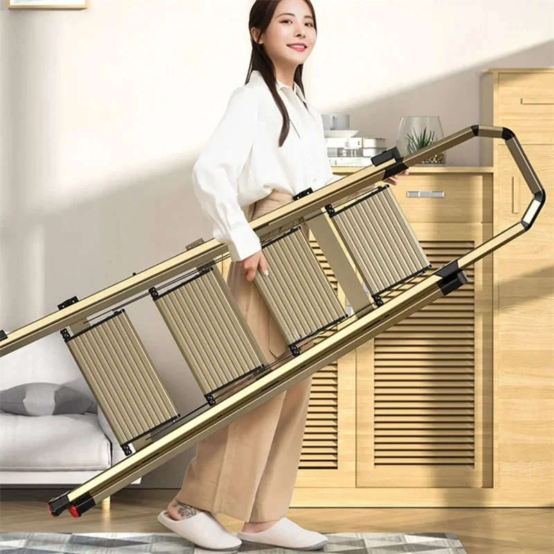 Home Multi-functional Safe Step Stool Aluminum Herringbone Ladder Home Folding Step Ladder Telescopic Ladder Thickened Indoor Z