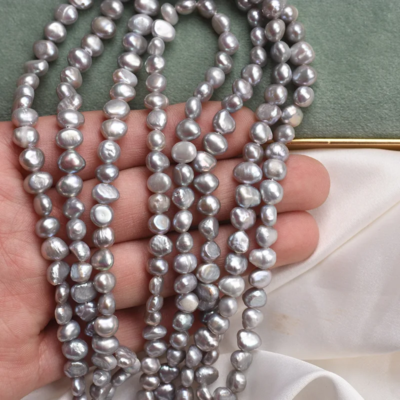 

5-6mm Gray Baroque Irregular Natural Freshwater Pearl Semi-Finished Beads for Jewelry Making DIY Necklace Bracelet Accessories