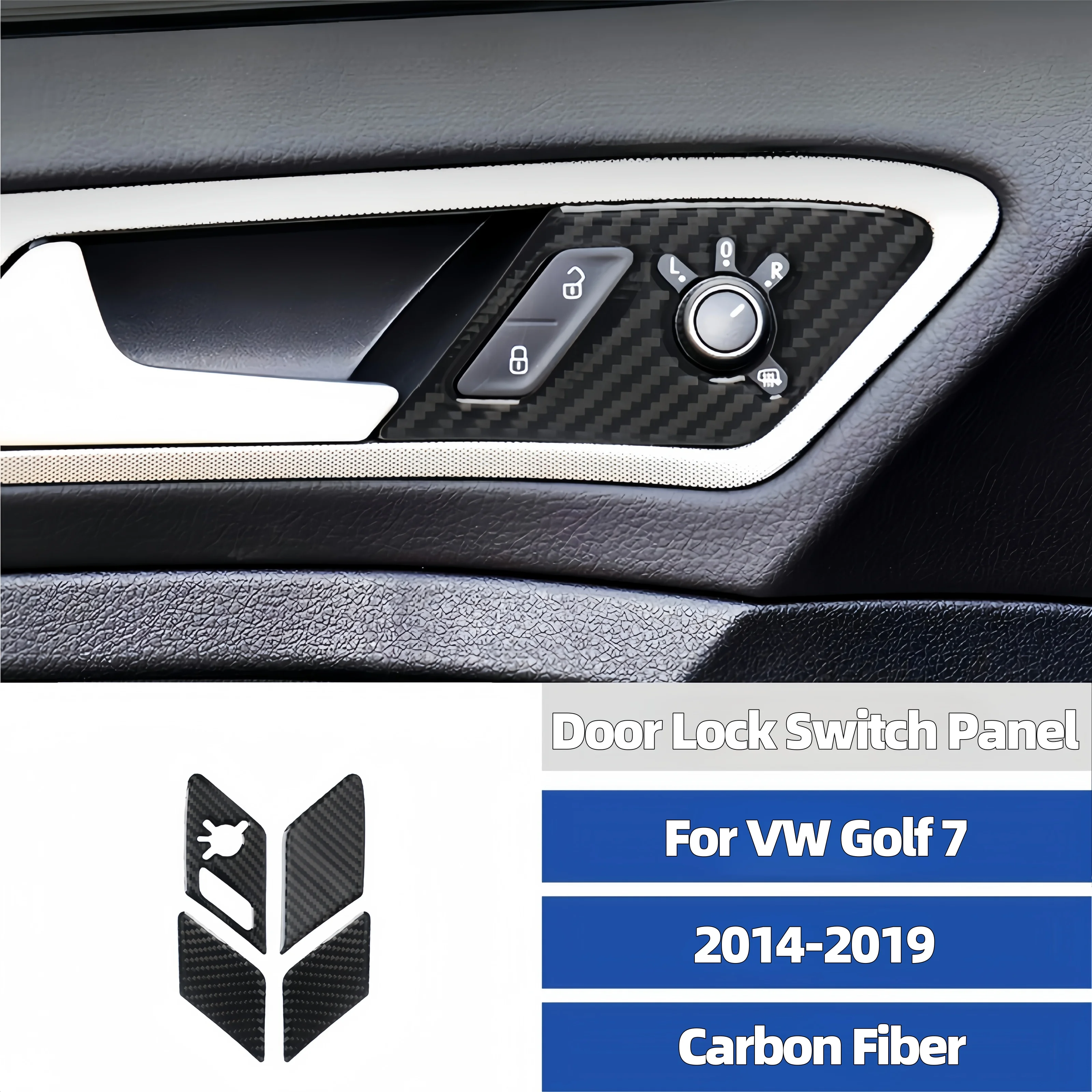 

For VW Golf 7 GTI Mk7 2014-2019 Carbon Fiber Car Interior Door Lock Switch Panel Trim Cover Decorative Sticker Auto Accessoires