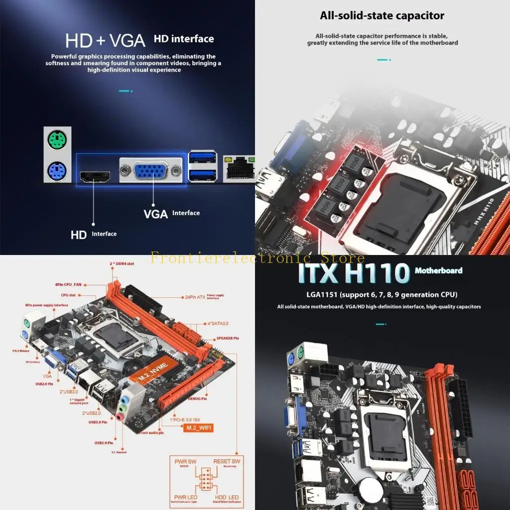 

G8DB Desktop Computer Mainboard for H110 LGA1151 2 DDR4 SATA3.0 M.2 Nvme VGA Support for CPU Desktop PC Mainboard Accessories