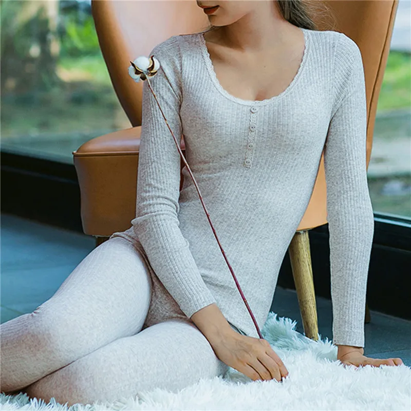 2024 Winter Thermal Underwear Women Nighty Bottoming Top Long Johns Sleepwear 2 Pcs Set Pajamas Clothing Suit Ropa Termica