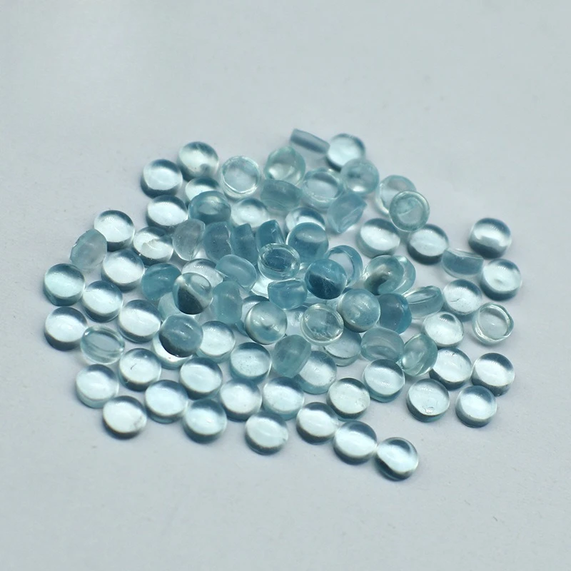 Hot selling new products natural aquamarine round flat plain surface beryl ring face watch jewelry inlaid with stones
