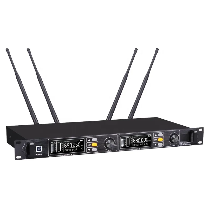 Xtuga T-24 Four Antenna 300m Effective Distance UHF Dual Channels Wireless Microphone for Karaoke Stage