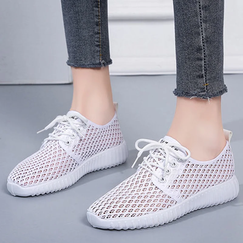 Summer Shoes for women Mesh Hollow No-slip Comfort Breathable Ladies Sports Shoes Casual Soft Portable Wedge Flat Sneakers Women