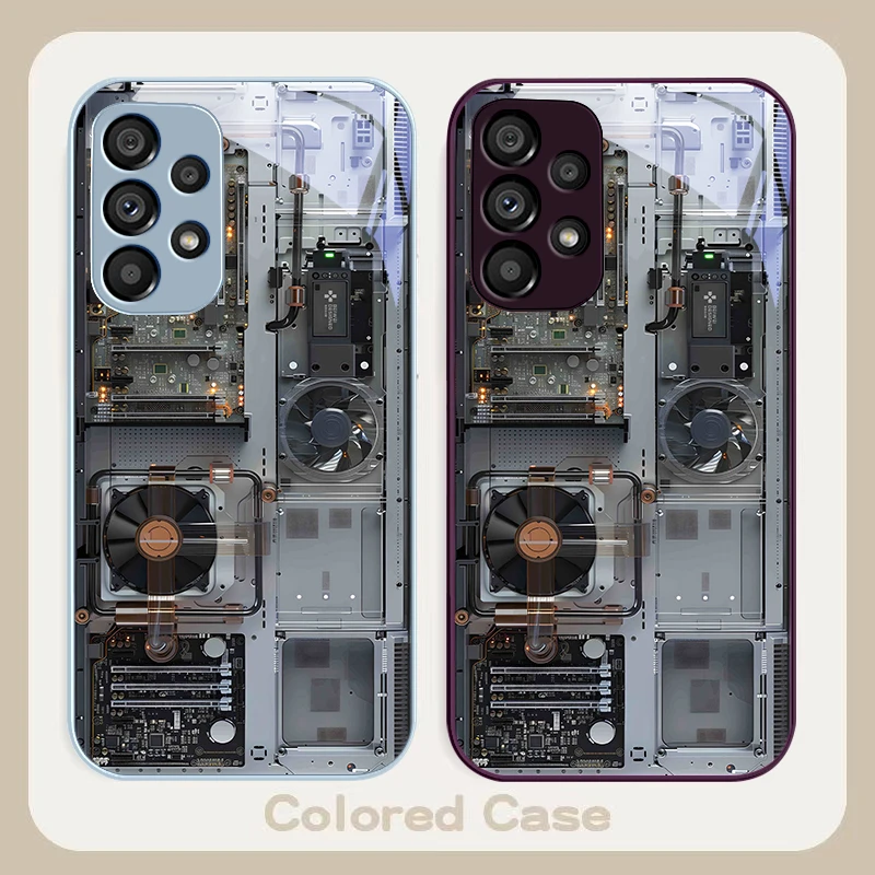 Gray Motherboard Fan For Samsung Galaxy S24 Plus S20 21 FE S23 Ultra S8 9 A70 72 73 50 51 52 53 Tempered Glass Phone Case