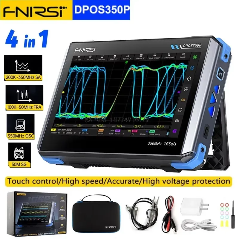 wmwmnu DPOS350P 4in1 Tablet Oscilloscope 2 Channel 350MHz Signal Generator 50MHz, Spectrum Analyzer, Frequency