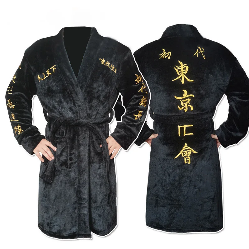 

Sano Manjiro Bathrobe Embroidery Pyjama Flannel Pajama Manji Gang Mikey Cosplay Costume Anime Clothing