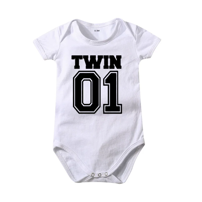 

Summer Newborn Baby Boy Girl Clothes Short Sleeved Cotton Onesie Twins Baby Bodysuit Applicable 0-24Months