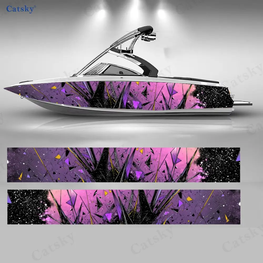 

2Pcs Stardust Contrast Boat Stickers, PVC Waterproof Durable Vinyl Wrap Decals for Fishing Boats, Durable and Stylish Design