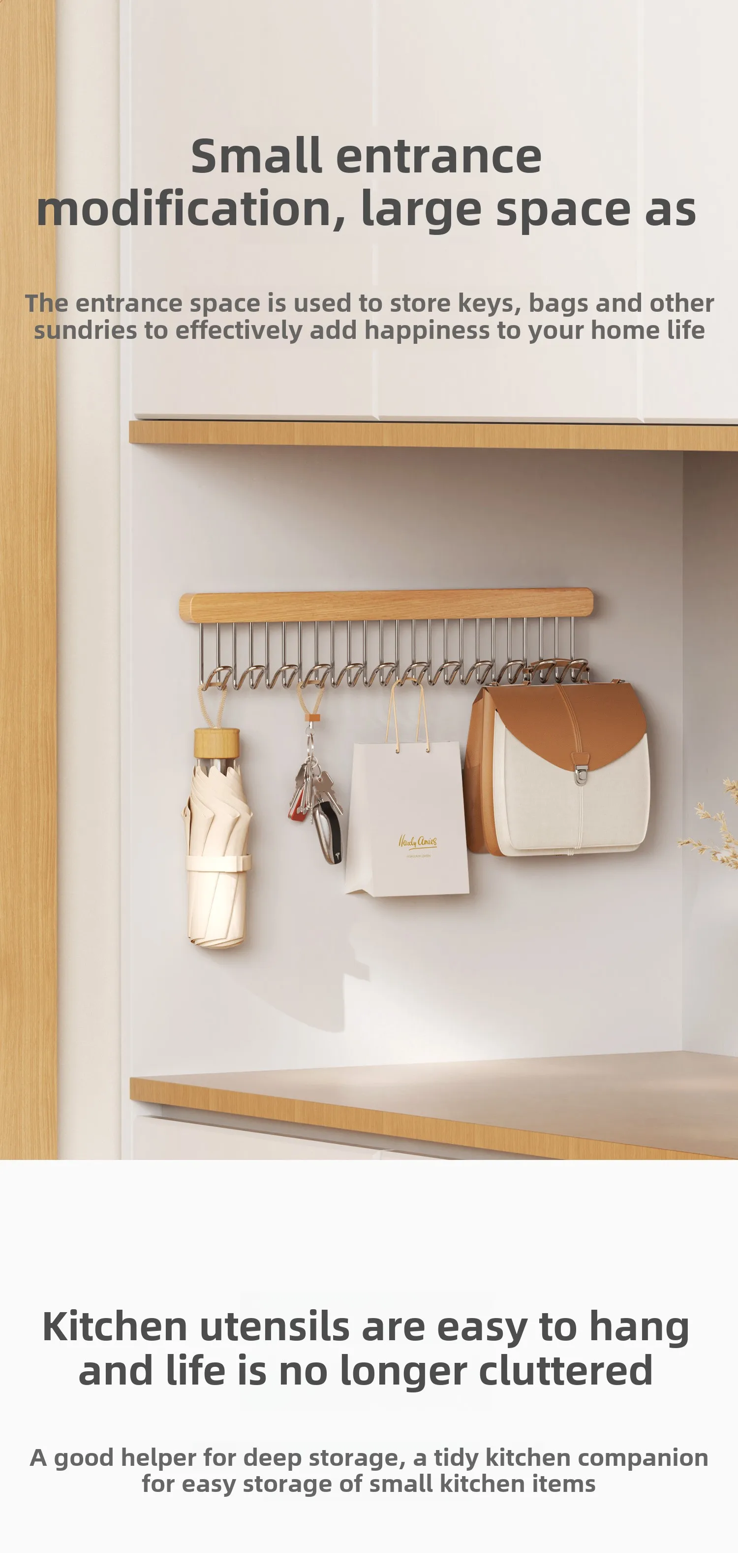 8/12 Hooks Retractable Wood Clothes Hanger Multi-functional Bra Storage Hanger Wall-mounted Wardrobe Hanger Clothes Organizer