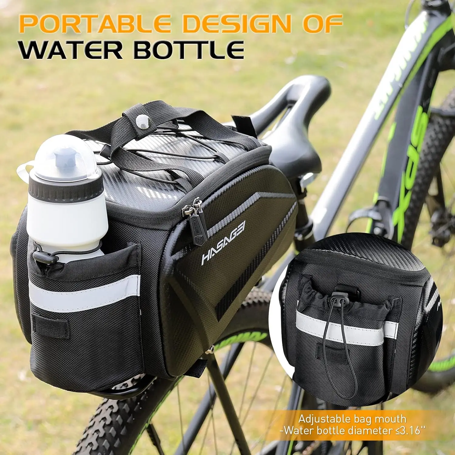 Bike Bag,Bicycle Bag,Bike Rack Bag,About 9L Big Capacity,Waterproof,Toolless Installation,Durable,With Portable Strap