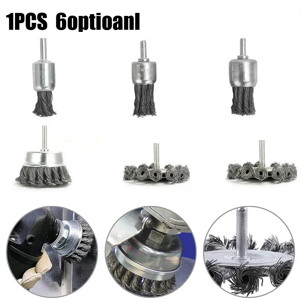 1 pz spazzola per ruota in filo di acciaio 6mm rimozione ruggine del metallo lucidatura ruote in filo di acciaio spazzole set per utensili rotanti lucidatura utensili manuali