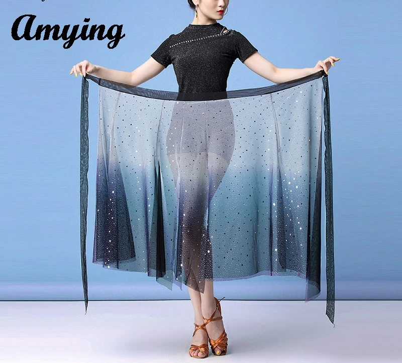 Women Belly Dance Costume Sequins Mesh Hip Scarf Skirt Adults Competition Hip Wrapped Scarf Skirt Performance Training Outfit