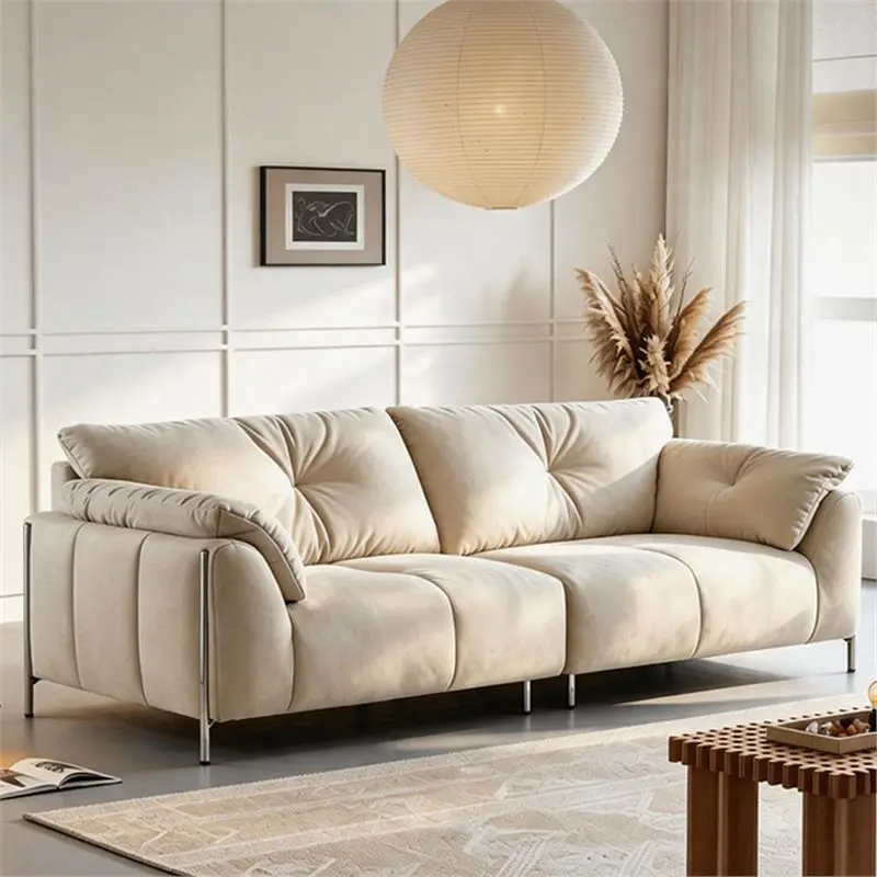 Starry Night Sofa Bauhaus Small Apartment Living Room Straight Row Frosted Fabric Sofa