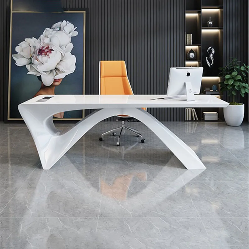 

White Computer Office Desk Minimalist Display Nordic Standing Office Desk Conference Organizers Ufficio Commercial Furniture