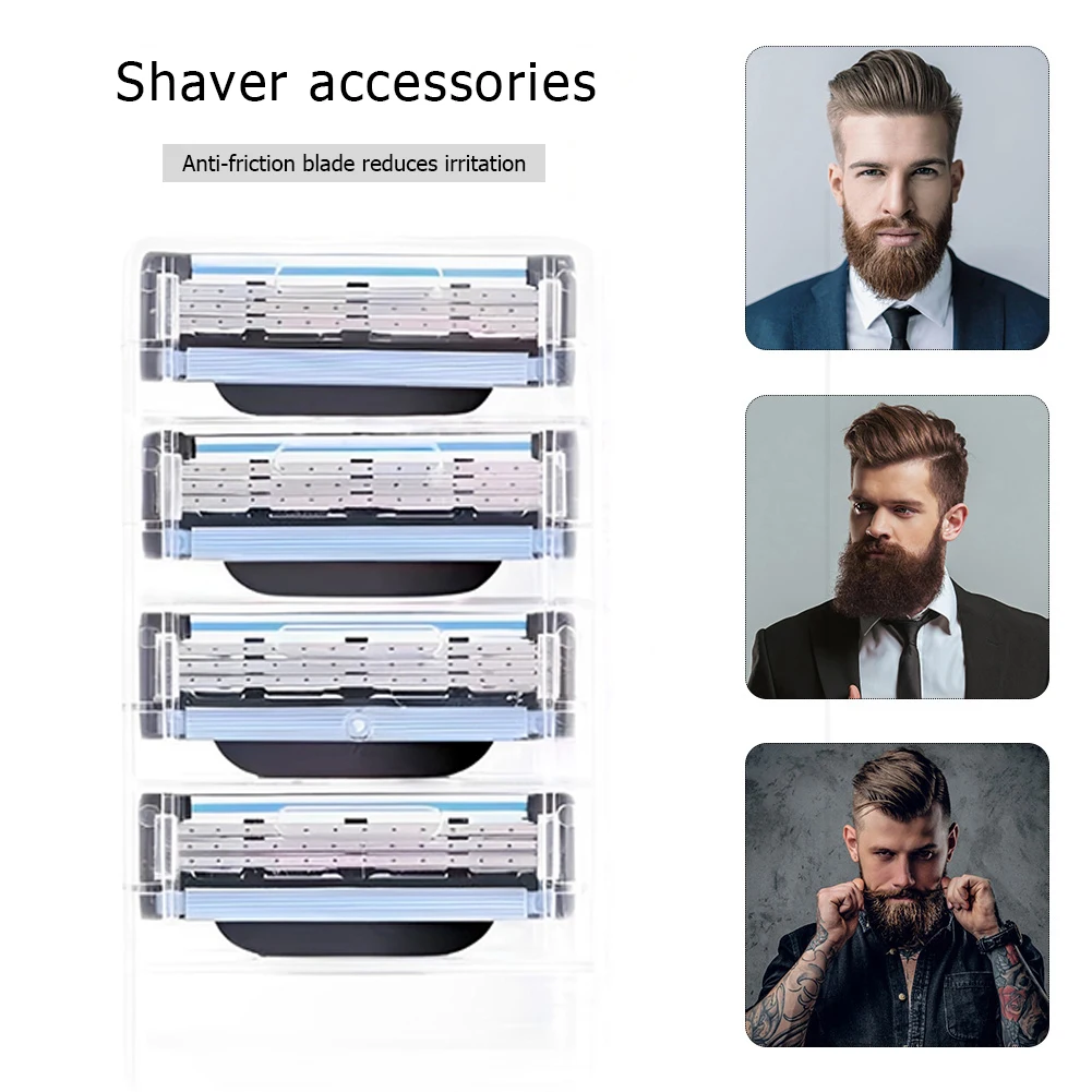 Stainless Steel Safety Razor 3 Layer Razor Head Durable Friction-Resistant Accessories Props Reduce Irritation for Men Products