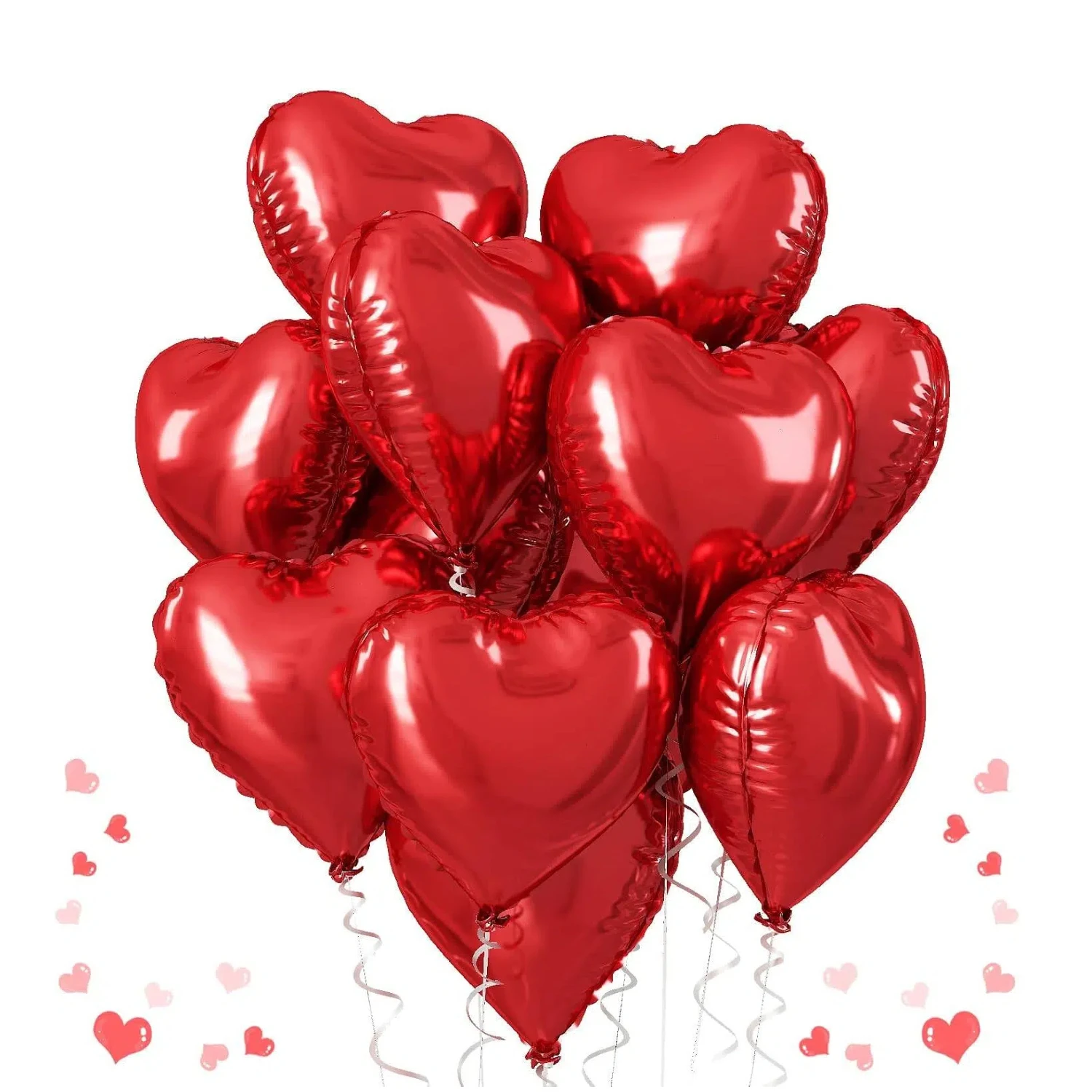 12 Herz-Luftballons, 45,7 cm, herzförmige Folien-Mylar-Luftballons für Valentinstag, Hochzeit, Brautparty, Jahrestag, Verlobung