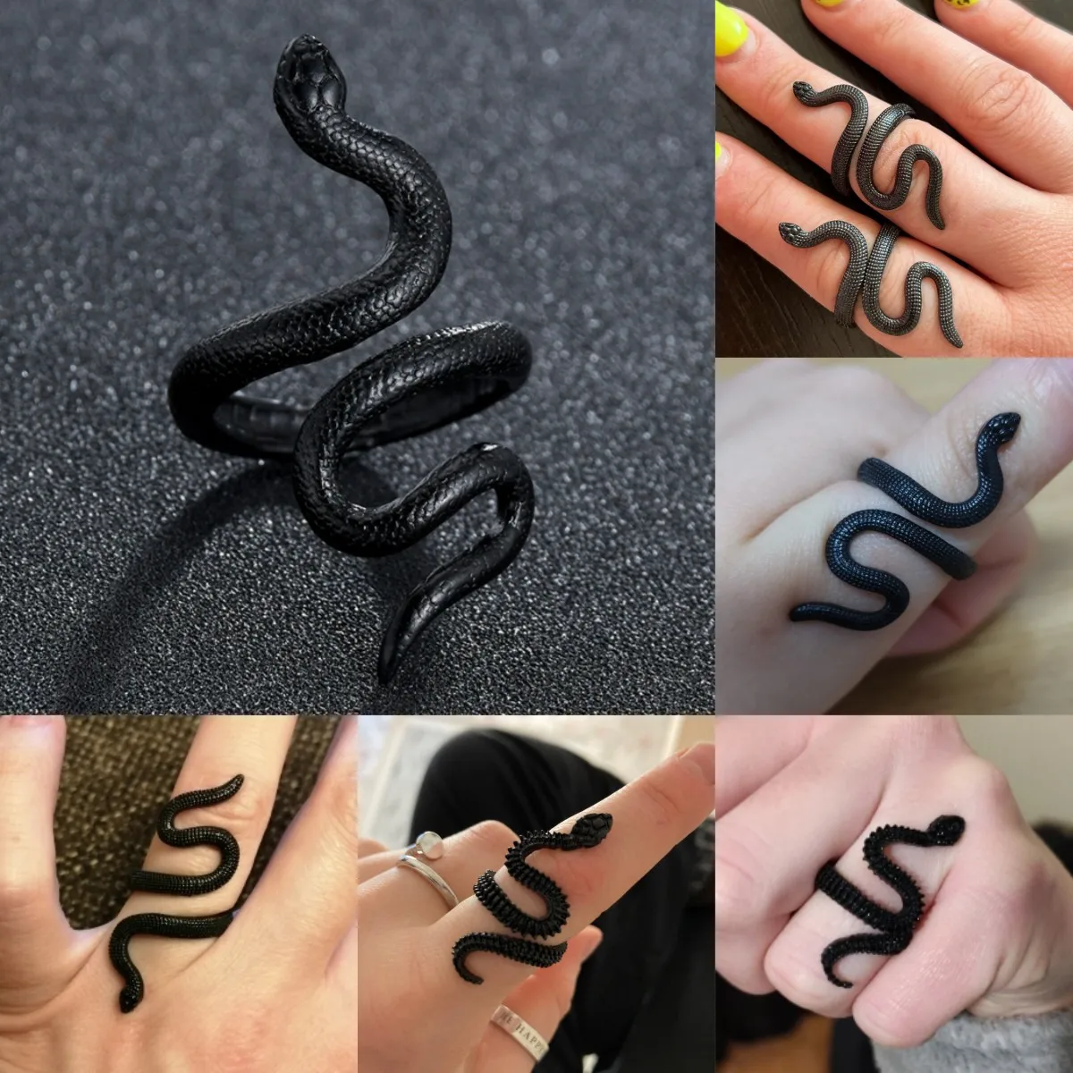 Vintage Goth Snake Rings Men Black Cross Leaf Skull Octopus Ring anillos Party Gifts for Women Cool Jewelry Gochic Accessoriess