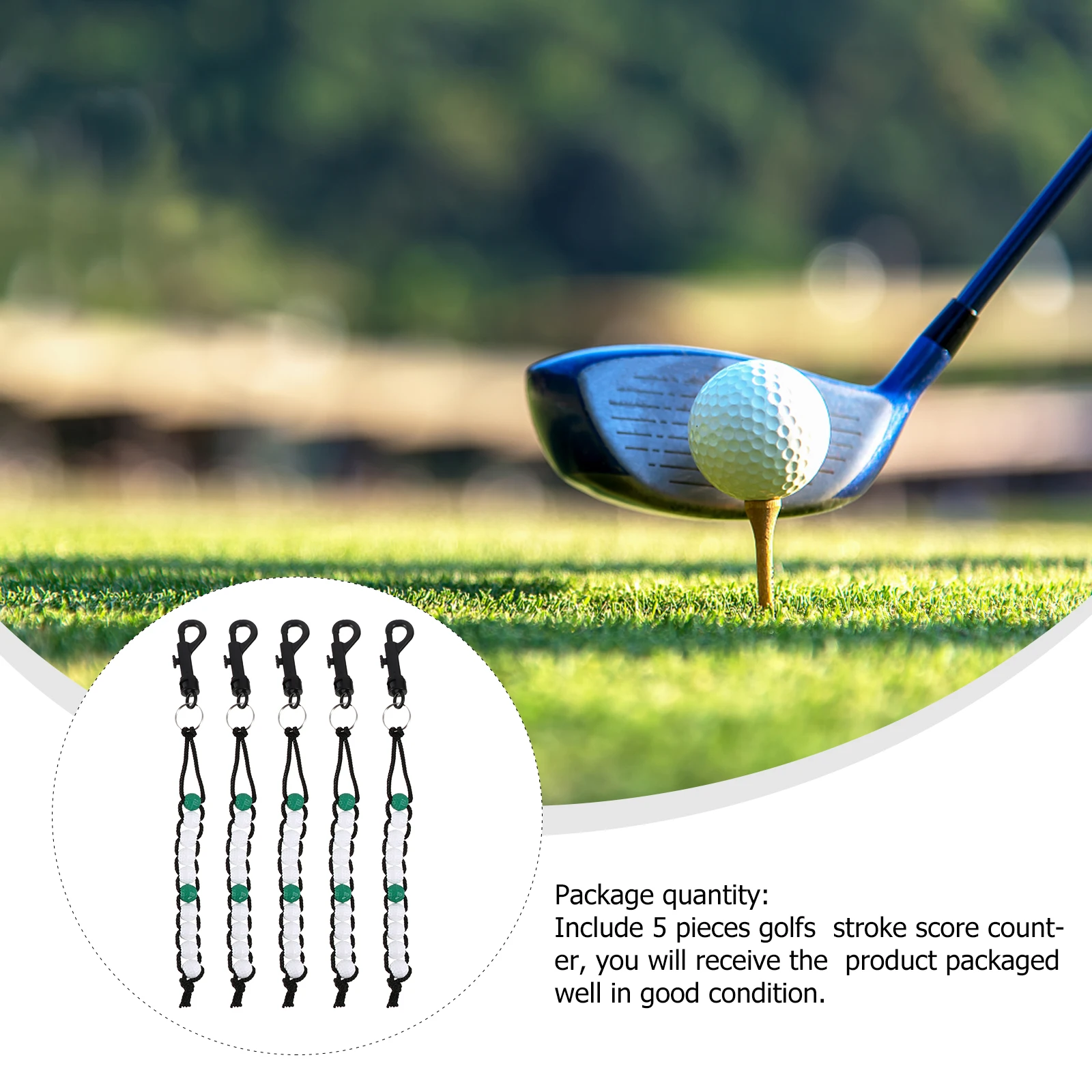5 قطعة سلسلة من الخرز كرة جولف النتيجة عداد بسيط السكتة الدماغية جهاز تعقب لعشاق الغولف لون عشوائي المعصم بطاقة النتائج