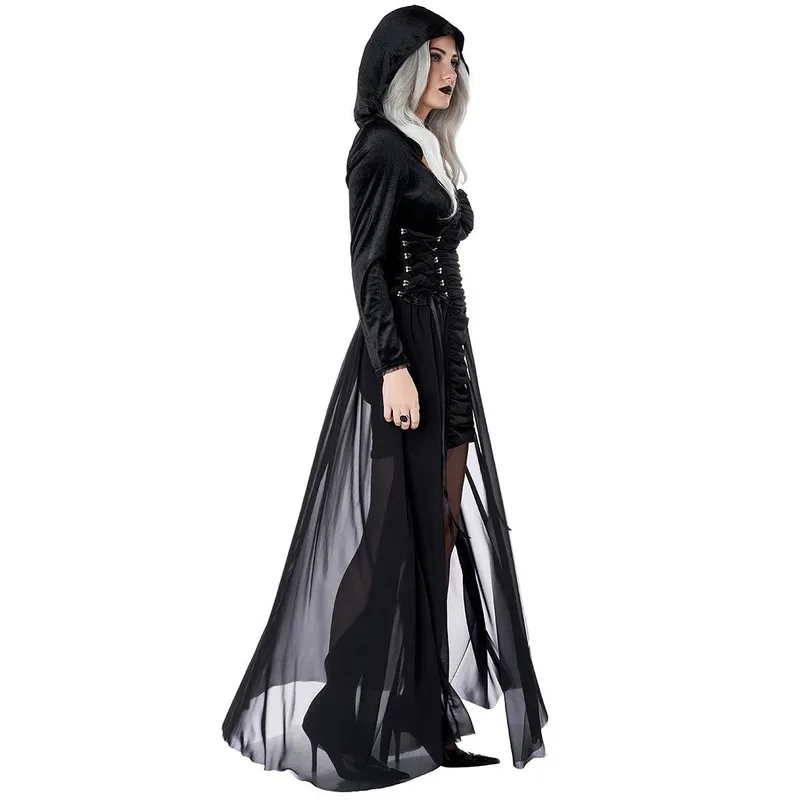 

Zawaland Zombie Witch Costume Devil Cosplay Hooded Hood Halloween Costumes Women Holiday Party Vampire Dress Up kn.7