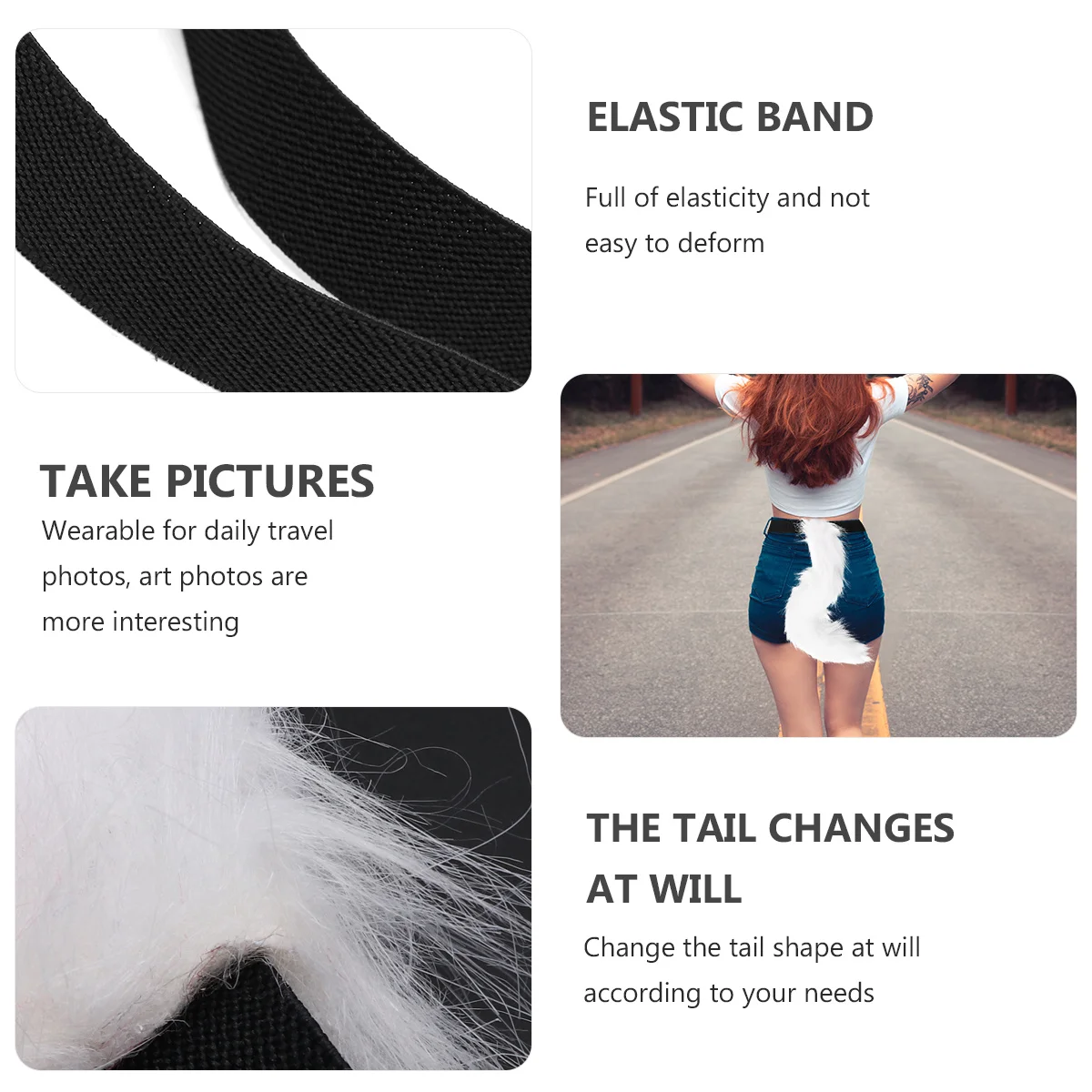 

Simulated Fox Tail White Adjustable Waist Buckle Bendable Tail for Festival Party Photo Decoration Cosplay Cosplay