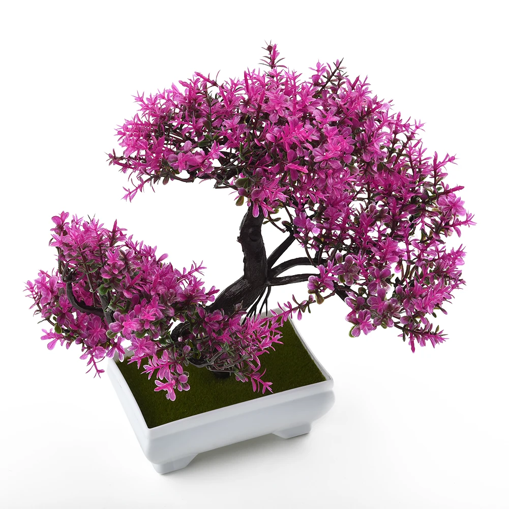 Artificial Plants Potted Bonsai Green Small Tree Plants Fake Flowers Potted Ornaments Pink/White/Plum/Yellow For Home Garden