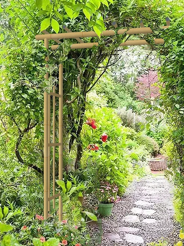 Grape trellis aluminum alloy imitation bamboo antiseptic outdoor courtyard garden terrace pastoral green plant wisteria climbing