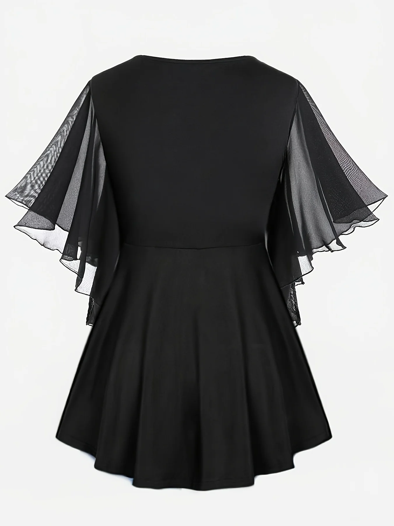 Blusas femininas plus size, tiras cruzadas, chiffon, manga borboleta, camisas e blusas para mulheres, manga curta, top franzido, verão