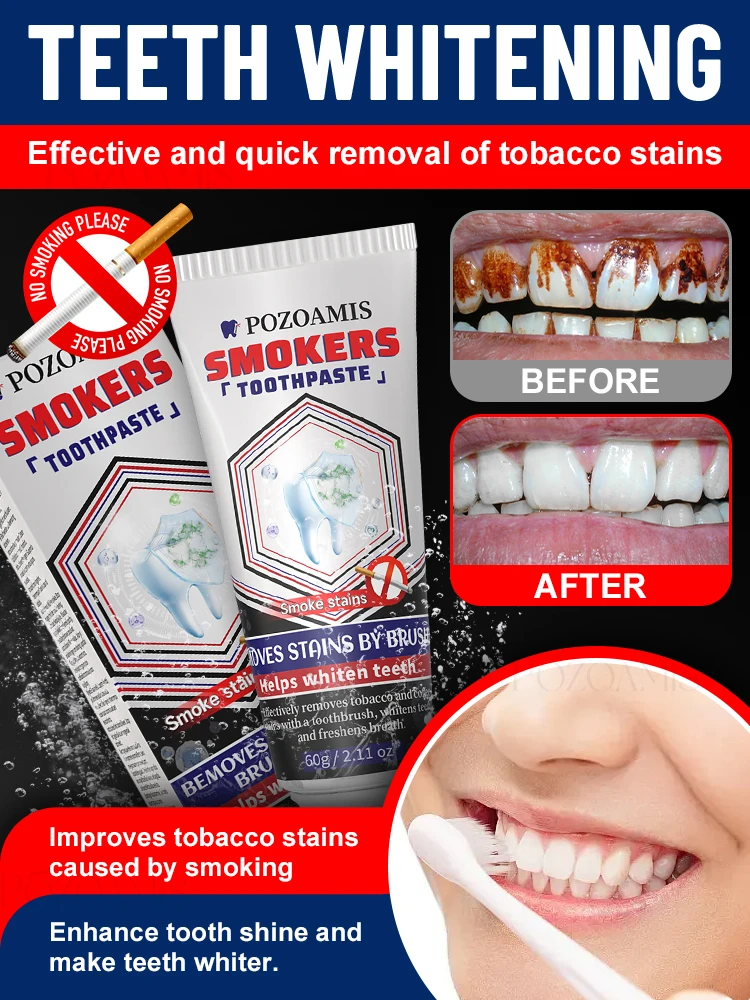 Smokers Toothpaste for Daily Oral Care, Reduce Surface Pigment Stains on Teeth, Improve Teeth Brightness, Deliver Fresh Breath, Gentle Deep Cleaning Tooth Paste