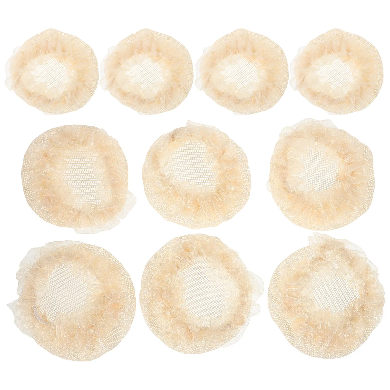 10Pcs Ballet Bun Hair Nets Elastic Lace Beige Hairnet Dance Hair Covers Ballet Accessories Elastic Hairnet Bun Nets