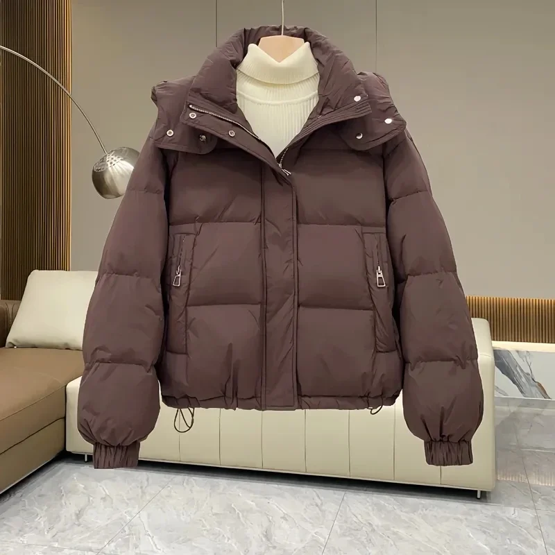 Otoño Invierno nueva Chaqueta de algodón de mujer coreano acolchado de algodón grueso cálido Parkas con capucha abrigo corto mujer Casual señoras Top