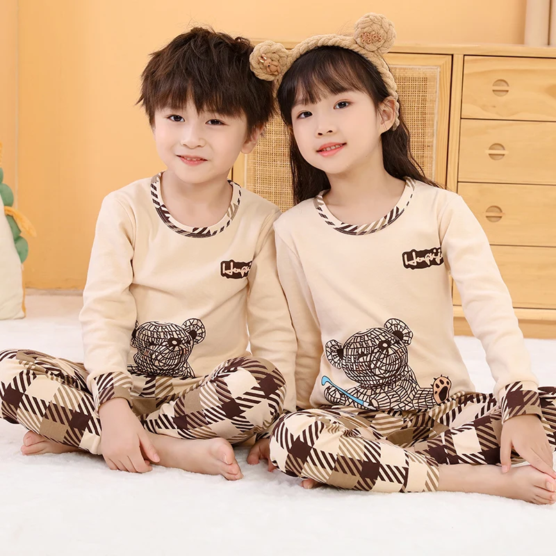 Children\'s Sleepwear Clothes Set Avocado Print Sleeping Pajamas Casual Autumn Kids Baby Indoor Costumes Kids Winter Underwear